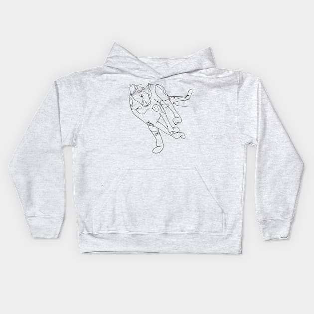 Cheetah Running Black Lineart Kids Hoodie by Orianartistic